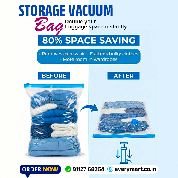 Smart Saver Vacuum Bags for Travel, Space Saver Bags 5 Pack (1 Large 2 Medium 2 Small)