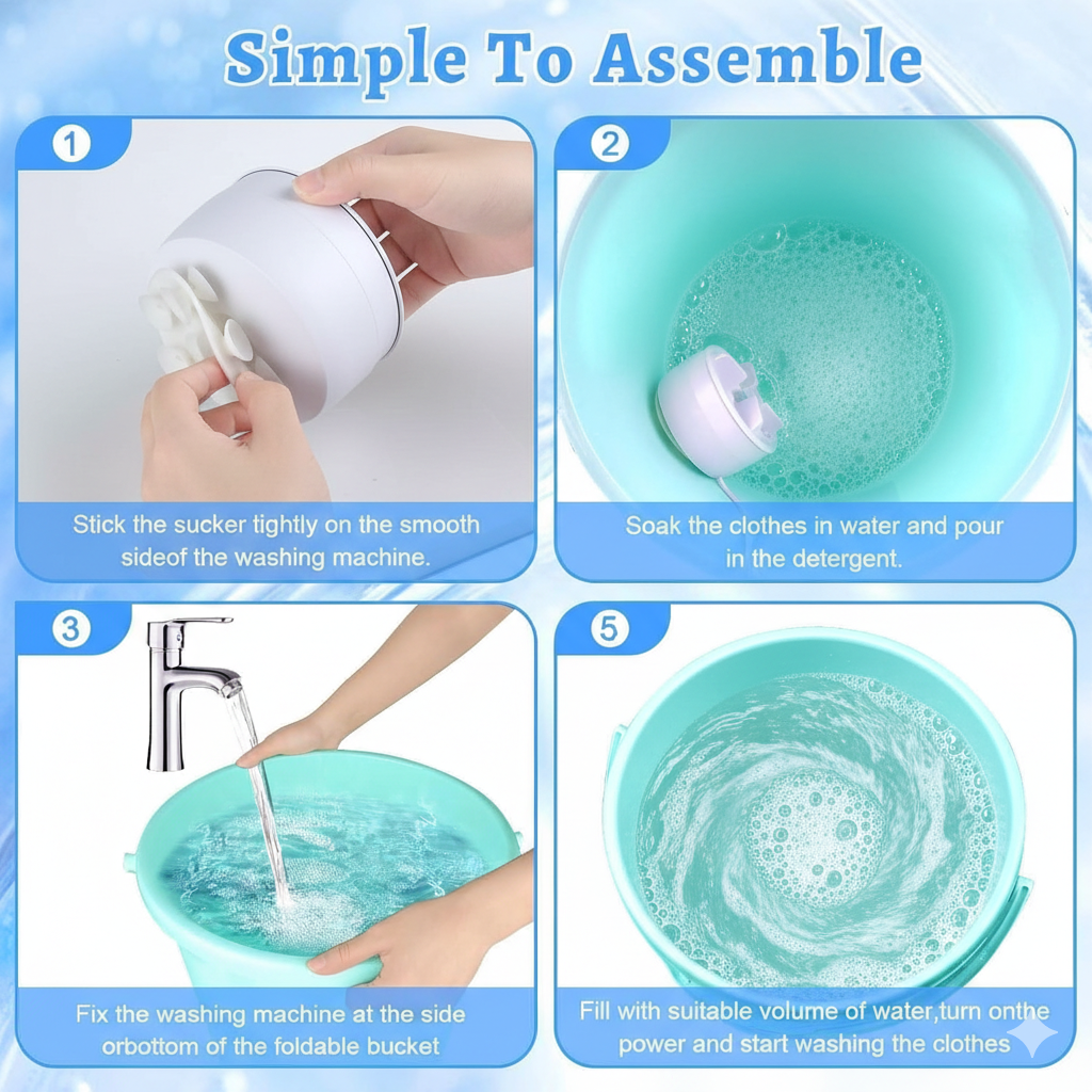 USB Turbine Wash Portable Electric Laundry Washer & Multi-Function Mini Machine Washing Machine